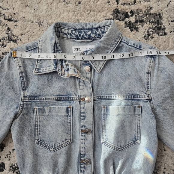 Zara Light Blue Denim Button Dawn Mini Dress Size SMALL - Picture 10 of 13